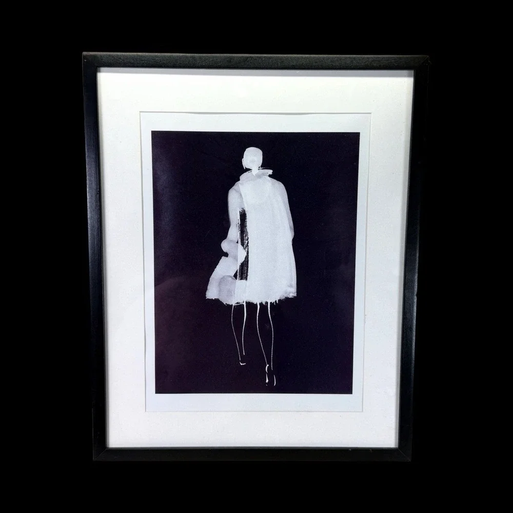 Modern Fashion Silhouette Art Print Framed Black & White Minimalist Wall Decor A